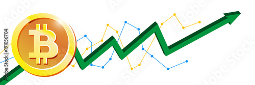 Bitcoin Banner mit Pfeil nach oben