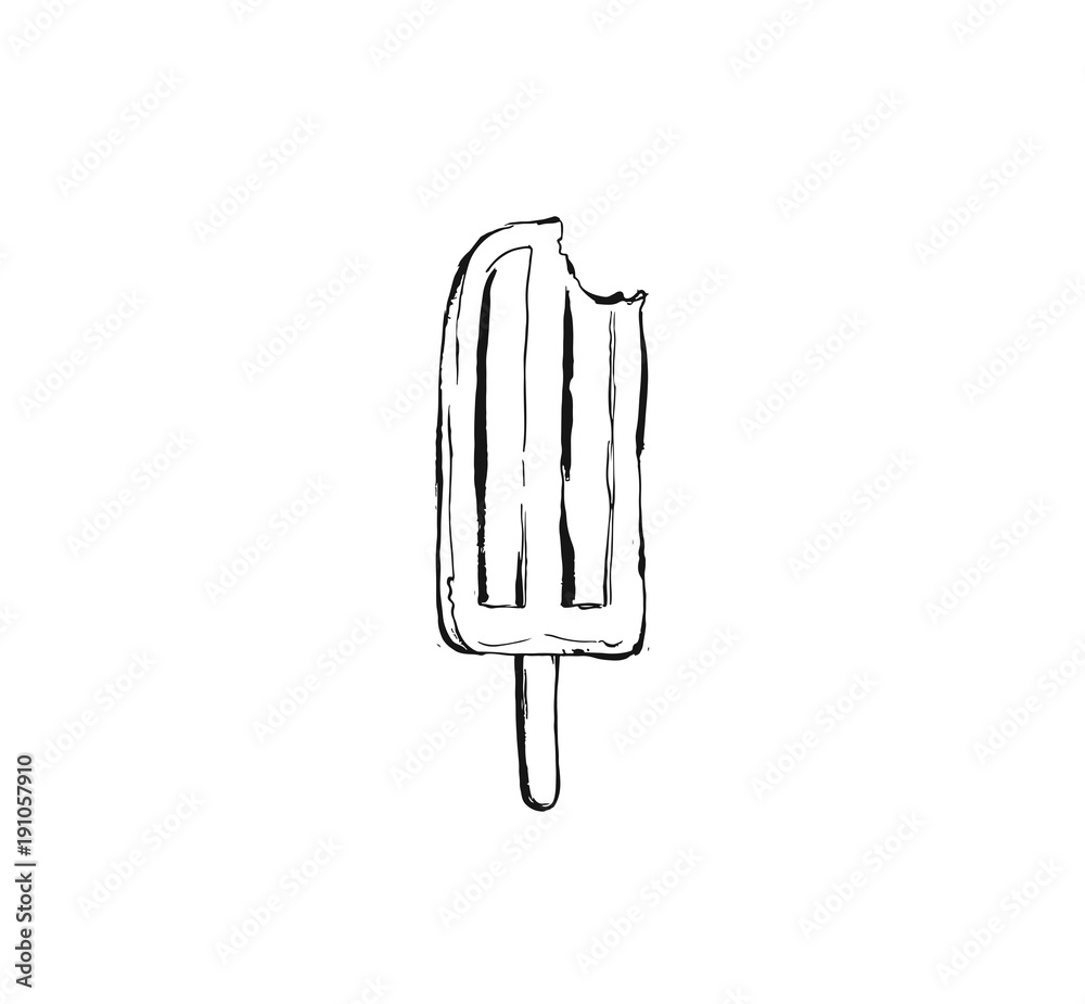 Hand drawn vector abstract ink graphic sketch illustration icon with ice lolly isolated on white background Hand drawn vector abstract ink graphic sketch illustration icon with ice lolly isolated on white background