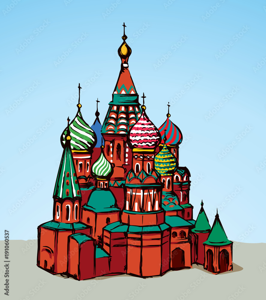 Red Square, Moscow. Vector drawing