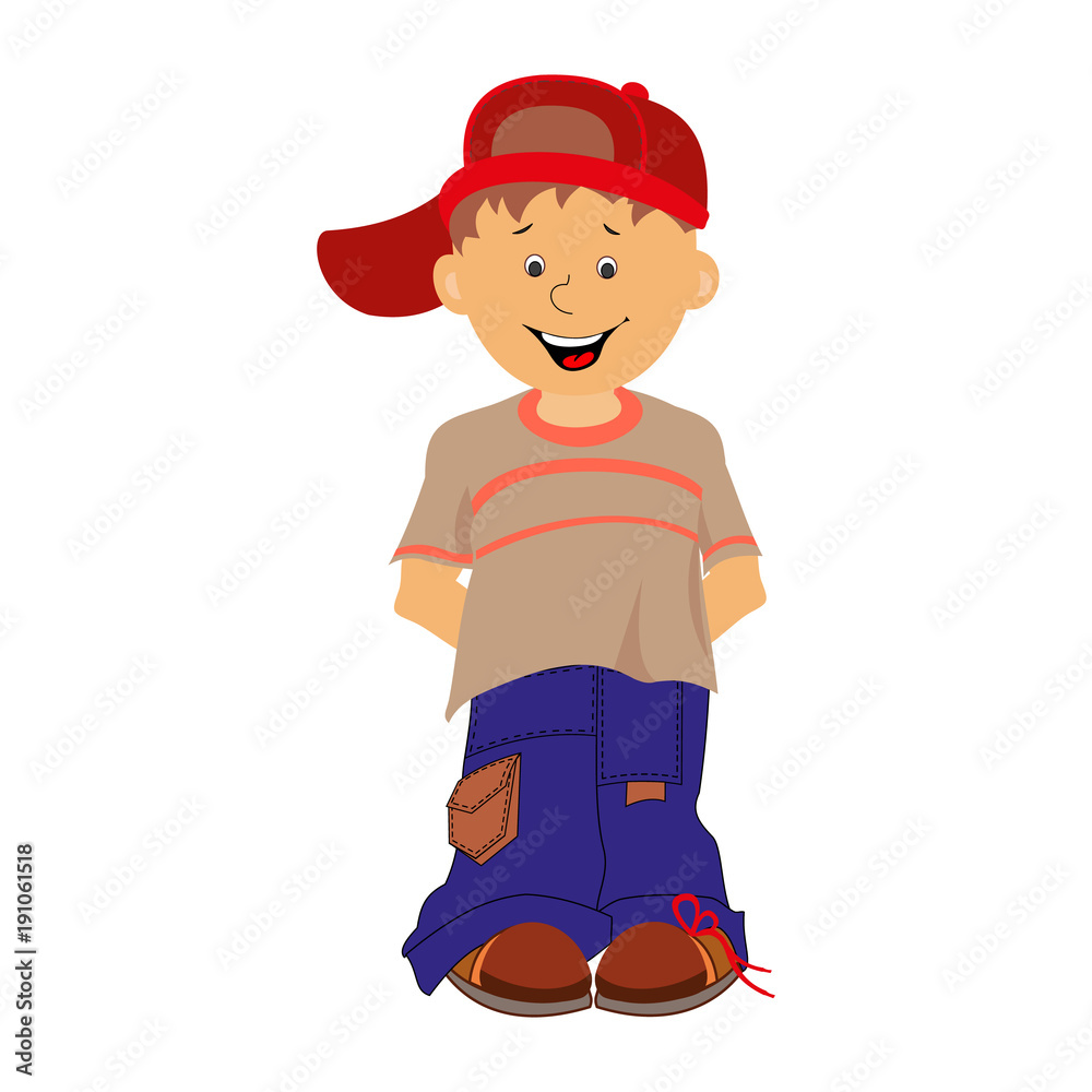 Boy. Shy little boy in jeans and a cap. Boy. Shy little boy in jeans and a cap.
