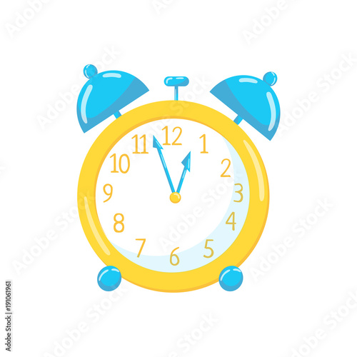 Yellow alarm clock cartoon vector Illustration