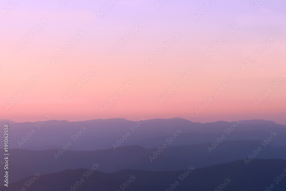 Mountain and Beautiful light in Evening View on background
