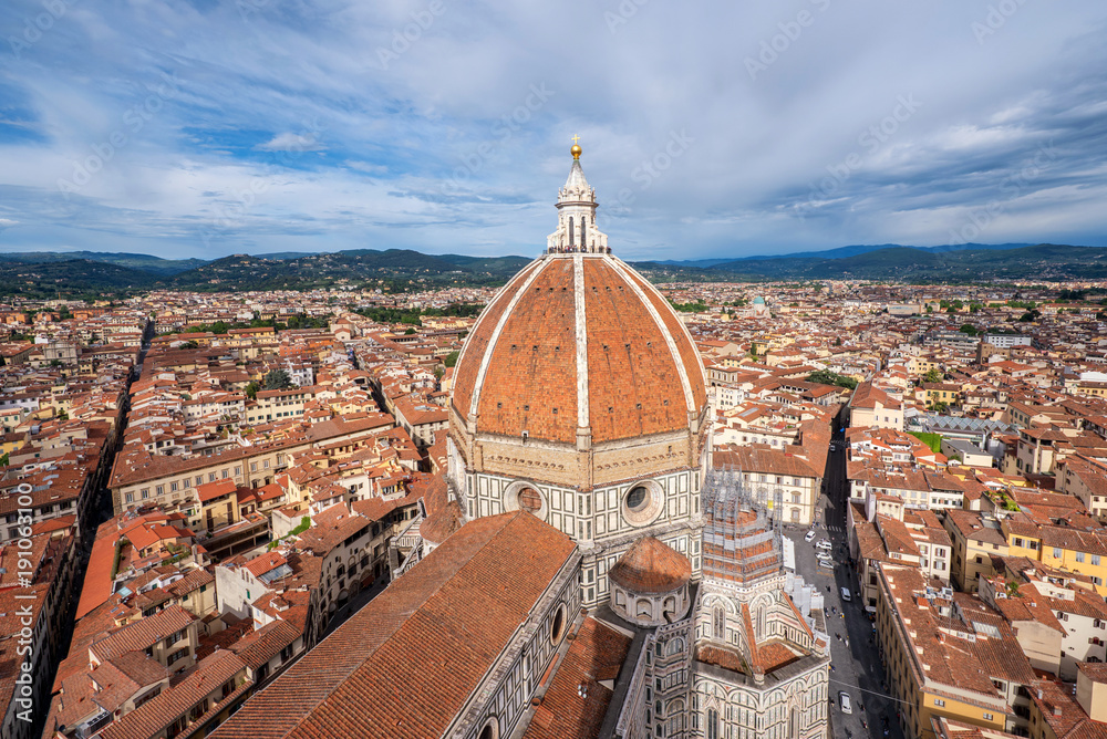 View of the Duomo and the town of Florence, in the Italian Tuscany.