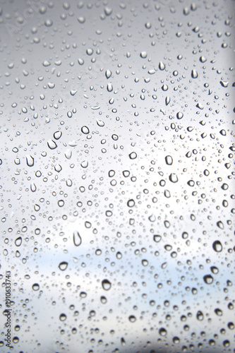 Drops of rain on the window  rainy day