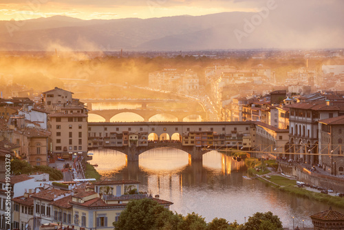 Ponte Vecchio bridge in Florence, Italy. Europe