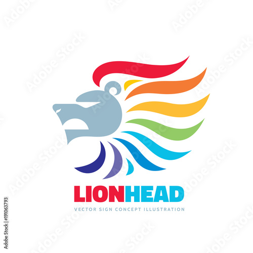 Fototapeta Naklejka Na Ścianę i Meble -  Lion head - vector logo template concept illustration. Abstract positive colorful creative sign. Graphic design element. 