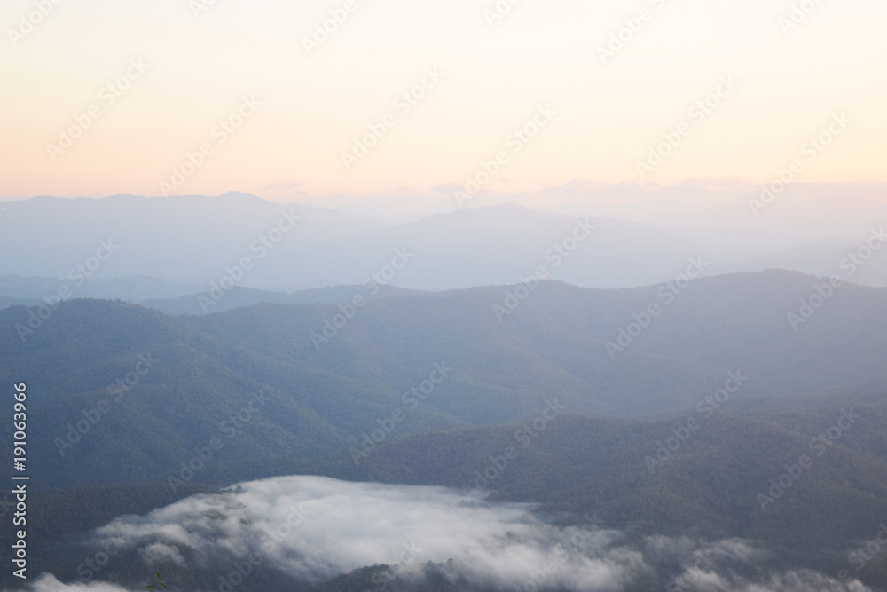 Mountain and Beautiful evening View on background 