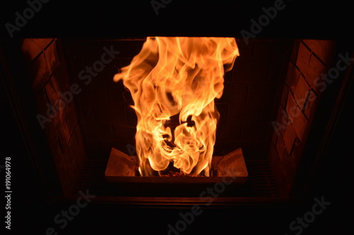 Wood pellets in the fire