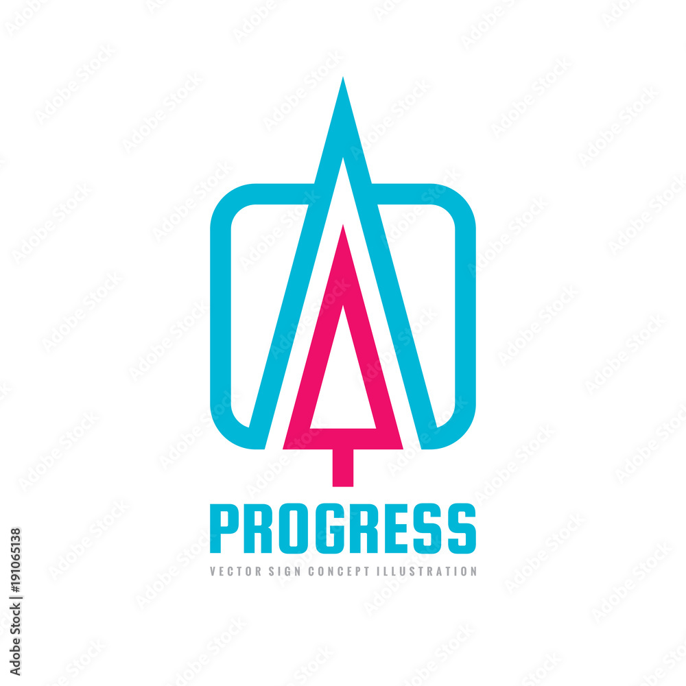 Progress - concept logo template vector illustration. Abstract arrow creative business sign. Development symbol. Graphic design element. Progress - concept logo template vector illustration. Abstract arrow creative business sign. Development symbol. Graphic design element.