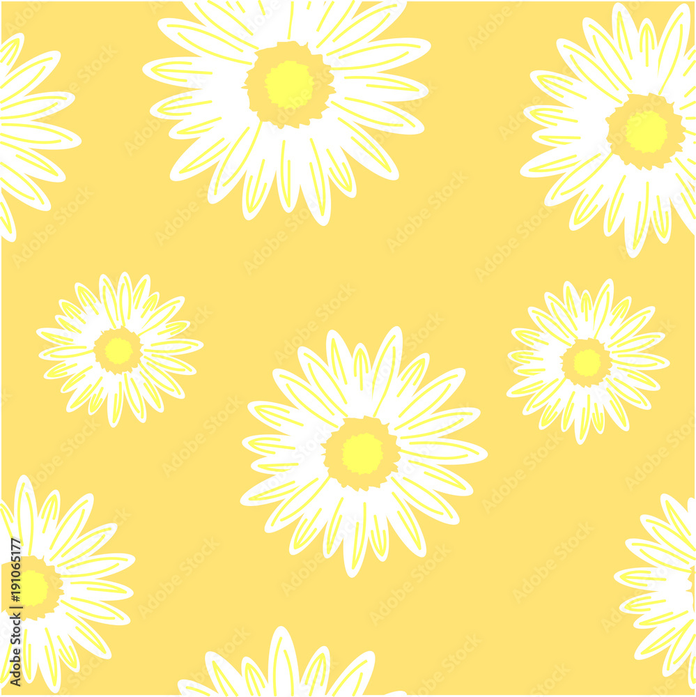 Seamless background with daisy flowers. Vector graphic illustration. Seamless background with daisy flowers. Vector graphic illustration.