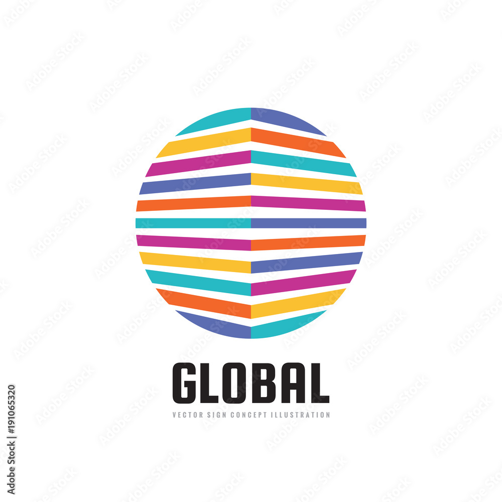 Global - concept business logo temlate vector illustration. Colored stripes in circle shape. Future tecnology creative sign. Network icon. Abstract design element. 