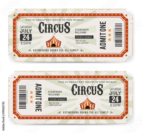 Circus Tickets Front And Back Side