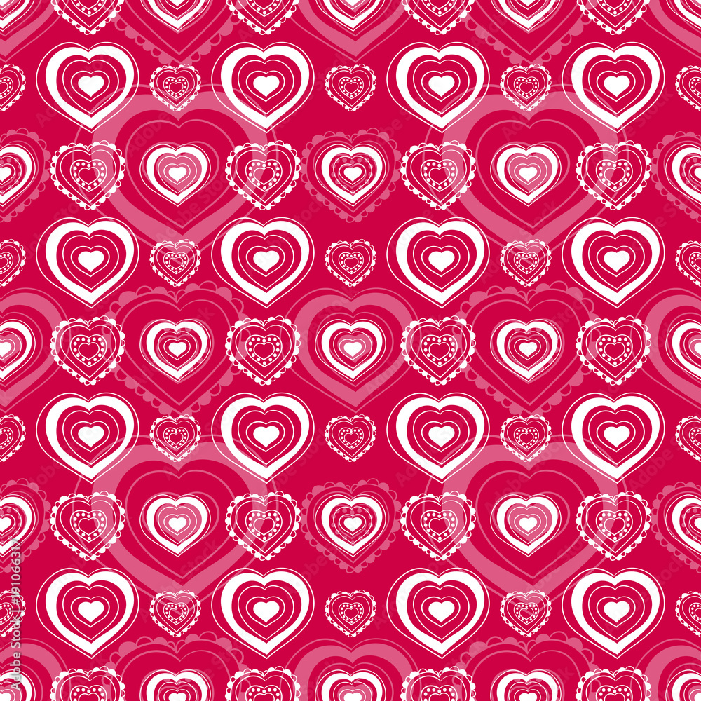 Heart pattern vector seamless. Loving sketch girl print. White line contour  hearts on pink background. Design for Valentine day cards, wallpaper, fabric  and wrapping paper. Stock-Vektorgrafik | Adobe Stock