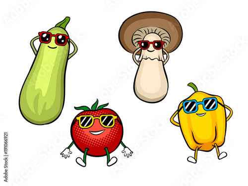 Vegetables sunbath pop art vector illustration