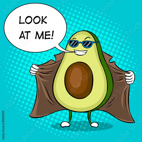 Avocado exhibitionist in raincoat pop art vector