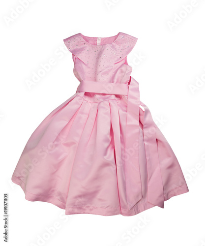 Children's elegant pink dress. Isolate.