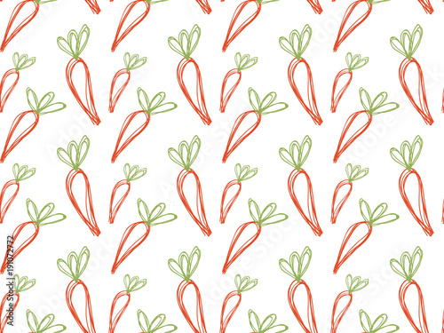 Background image of orange carrot with green leaves.