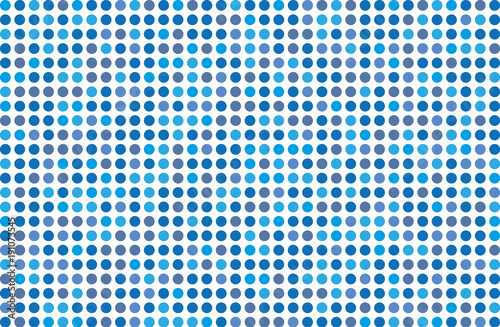 Dotted background with circles, dots, point Different shades of blue. Halftone pattern. 