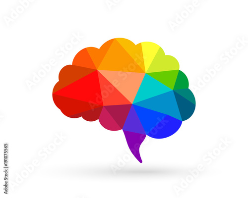 Human brain in colorful low poly design