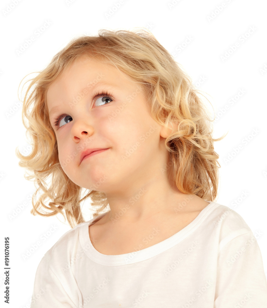 Beautiful little child with a beautiful smile looking up Beautiful little child with a beautiful smile looking up