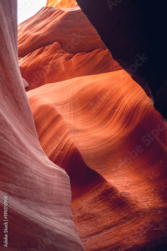 Journey to the southwest of the USA. Scenic sandstone rocks of Antelope Canyon, Arizona