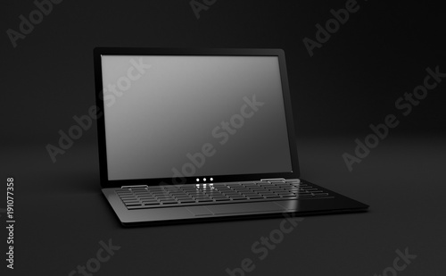 Stylish, modern, thin laptop. 3d illustration, 3d rendering.