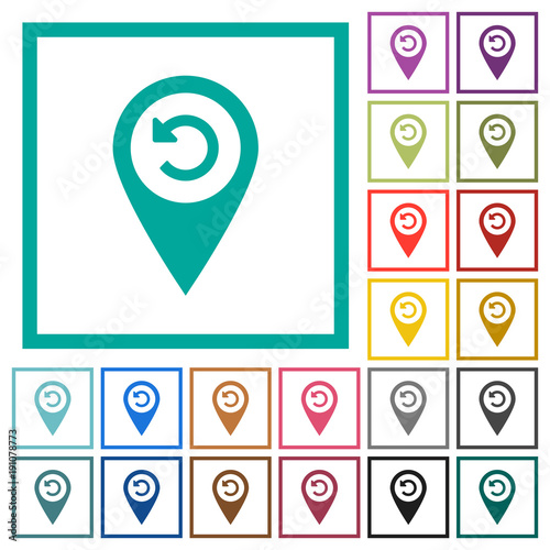 Undo GPS map location flat color icons with quadrant frames