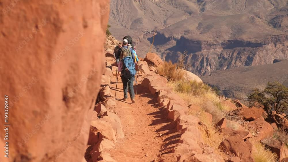 Family hiking down the South Kaibab Trail With Audio Family hiking down the South Kaibab Trail With Audio