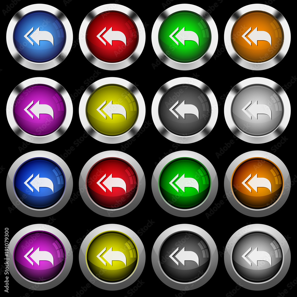 Reply to all recipients white icons in round glossy buttons on black background Reply to all recipients white icons in round glossy buttons on black background