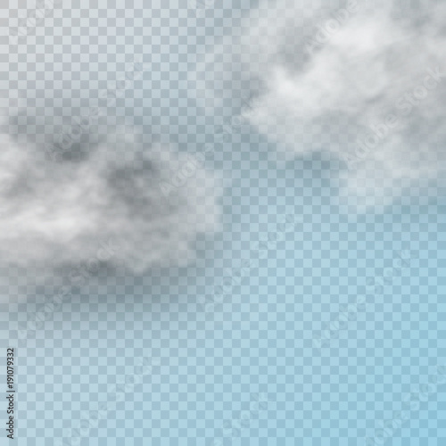 Vector set of realistic isolated cloud on the transparent background.
