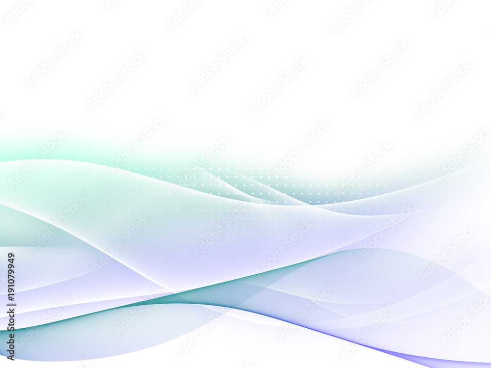 Fototapeta premium Blue and green soft abstract business graphic wave background with halftone 