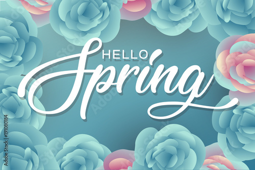 Hello Spring Flowers Text Background