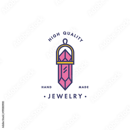 Vector logo with pendant design in trendy linear style in colorful colors