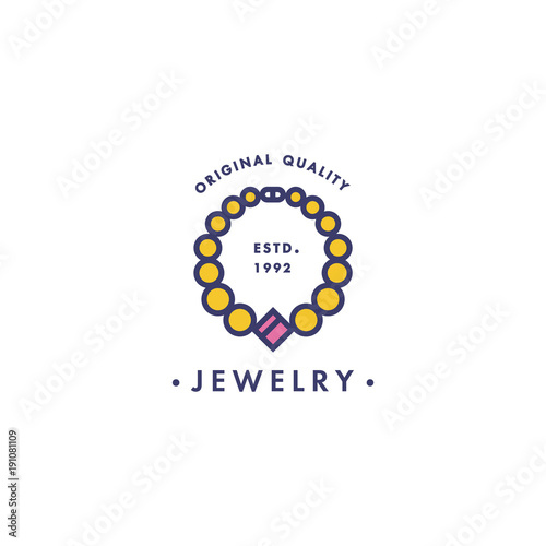 Vector logo with pendant design in trendy linear style in colorful colors
