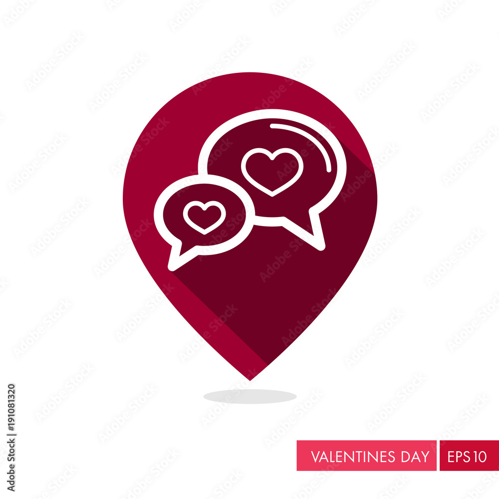 Speech bubbles heart pin map icon Speech bubbles heart pin map icon
