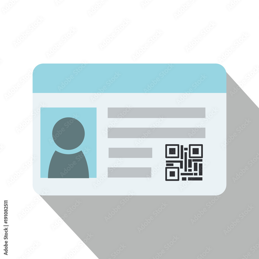 Flat Identification card and qr code with isolated white background vector. Flat Identification card and qr code with isolated white background vector.