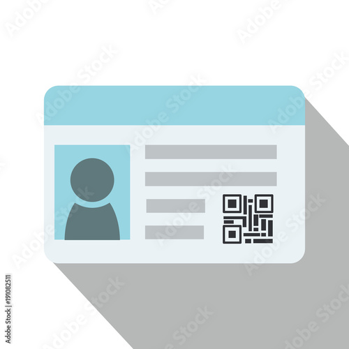 Flat Identification card and qr code with isolated white background vector.