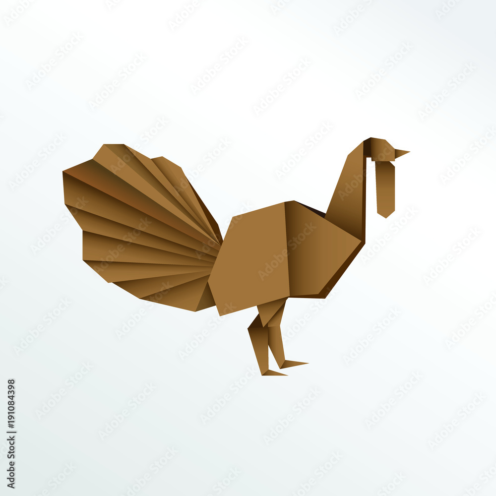 Origami turkey paper art Stock Vector | Adobe Stock
