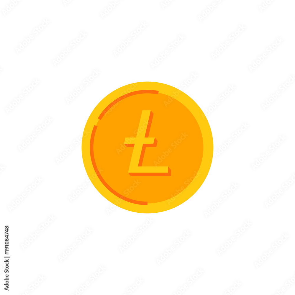 Litecoin. Gold coin with cryptocurrency logo. Vector illustration isolated Litecoin. Gold coin with cryptocurrency logo. Vector illustration isolated