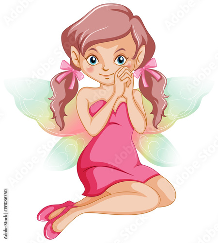 Cute fairy in pink dress