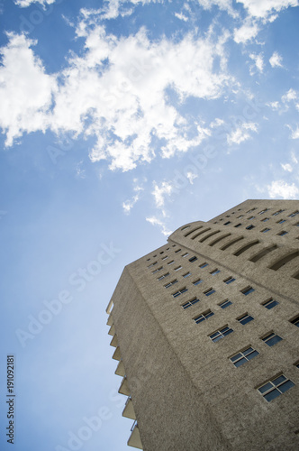 Skyscraper and clouds