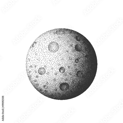 Fototapeta Naklejka Na Ścianę i Meble -  Vector moon silhouette in stipplism dots style black white