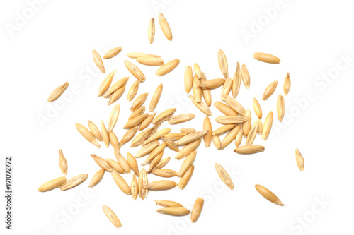 oat seeds isolated on white background top view