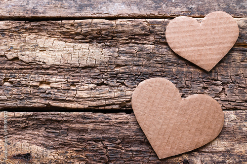 heart on a wooden background for Valentine's day with copy space