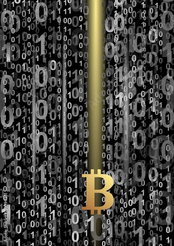 digital background with bitcoin