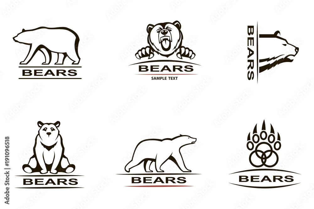Obraz premium collection of various monochrome emblem with bear