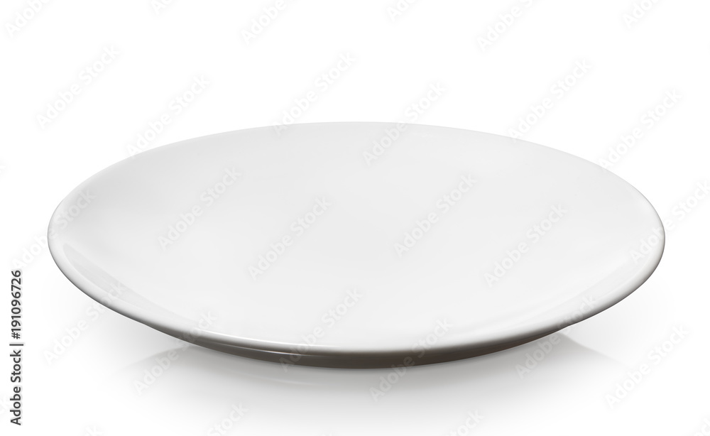 Empty, clean white porcelain plate isolated on white background Empty, clean white porcelain plate isolated on white background
