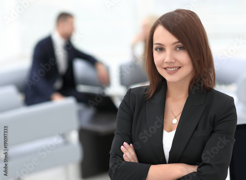 portrait of confident business women on blurred background office