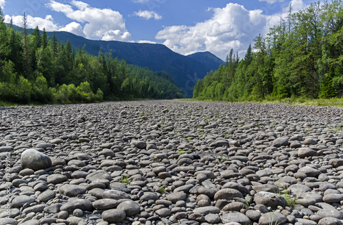 Dry stony river bed. photo