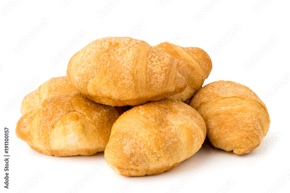 Pile of croissants on a white